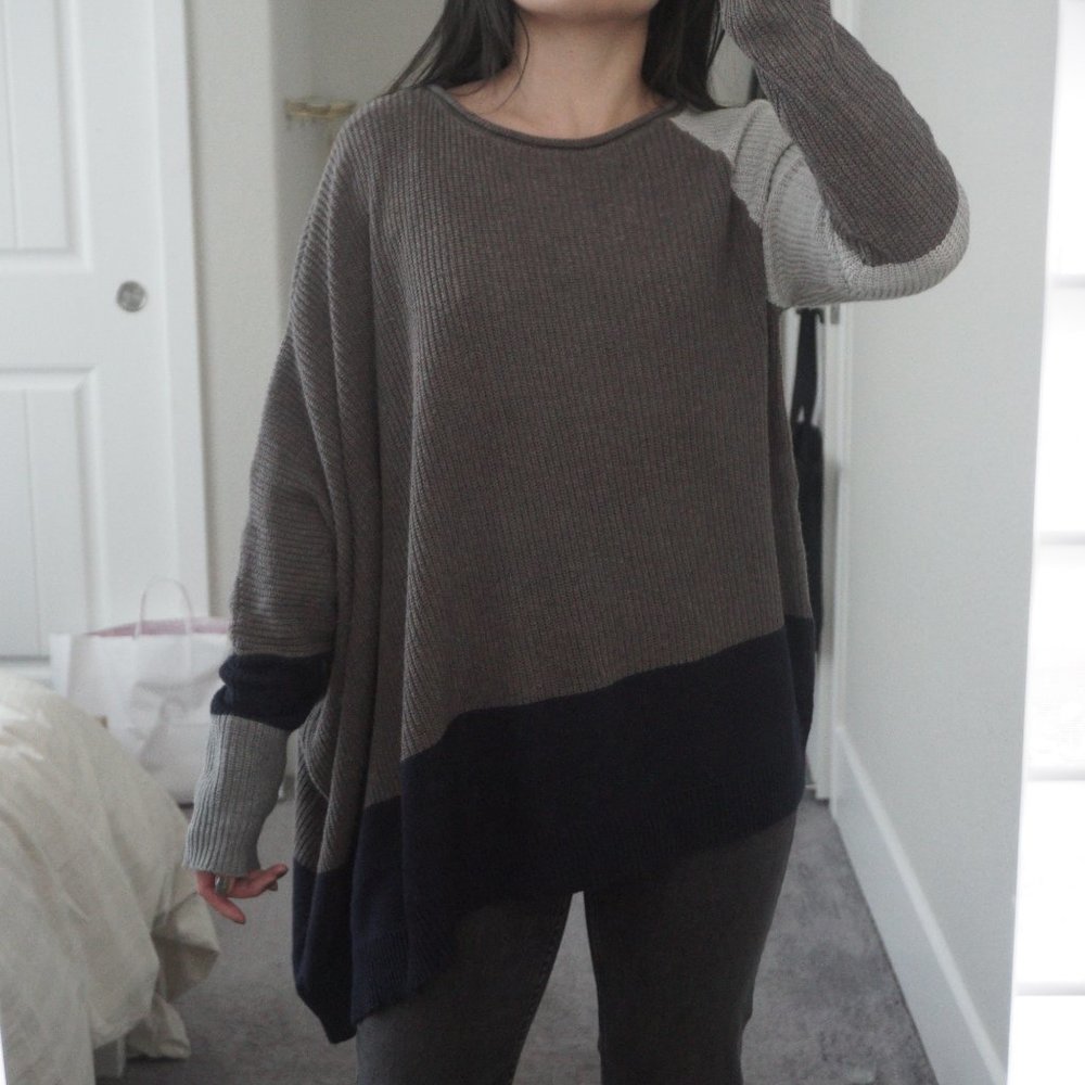 Silence + Noise Asymmetrical Color Block Sweater - image 3